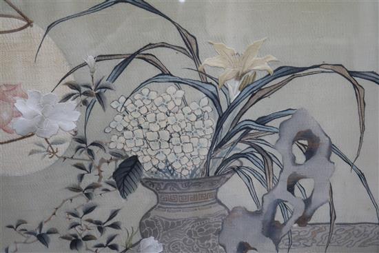 A Japanese embroidered panel, 60 x 70cm